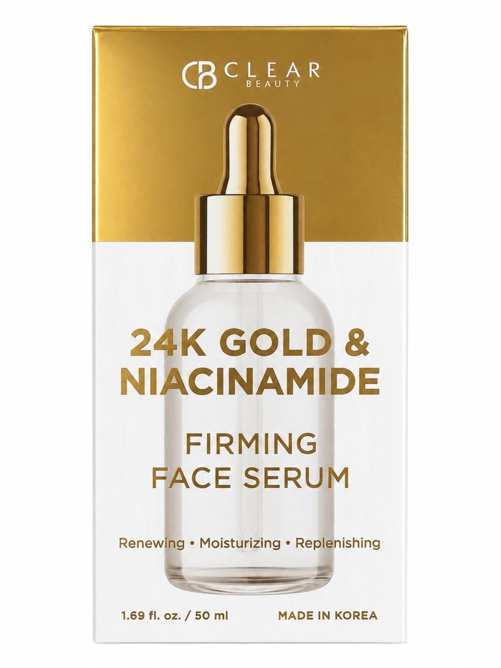 Clear Beauty 24K Gold Niacinamide Firming Face Serum 1.69 oz 50ml New in Box
